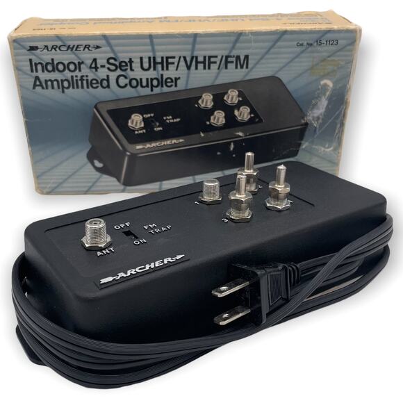 NIB Archer Indoor 4-Set UHF/VHF/FM Amplified Coupler Radio Shack Product 15-1258 - Picture 1 of 3